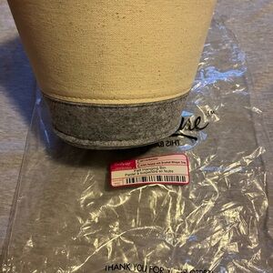 Canvas and Gray Felt Hanging Bin